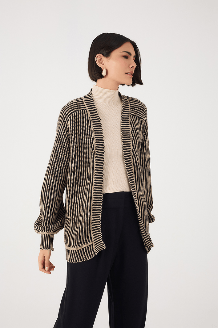 Casaco Tricot Bicolor
