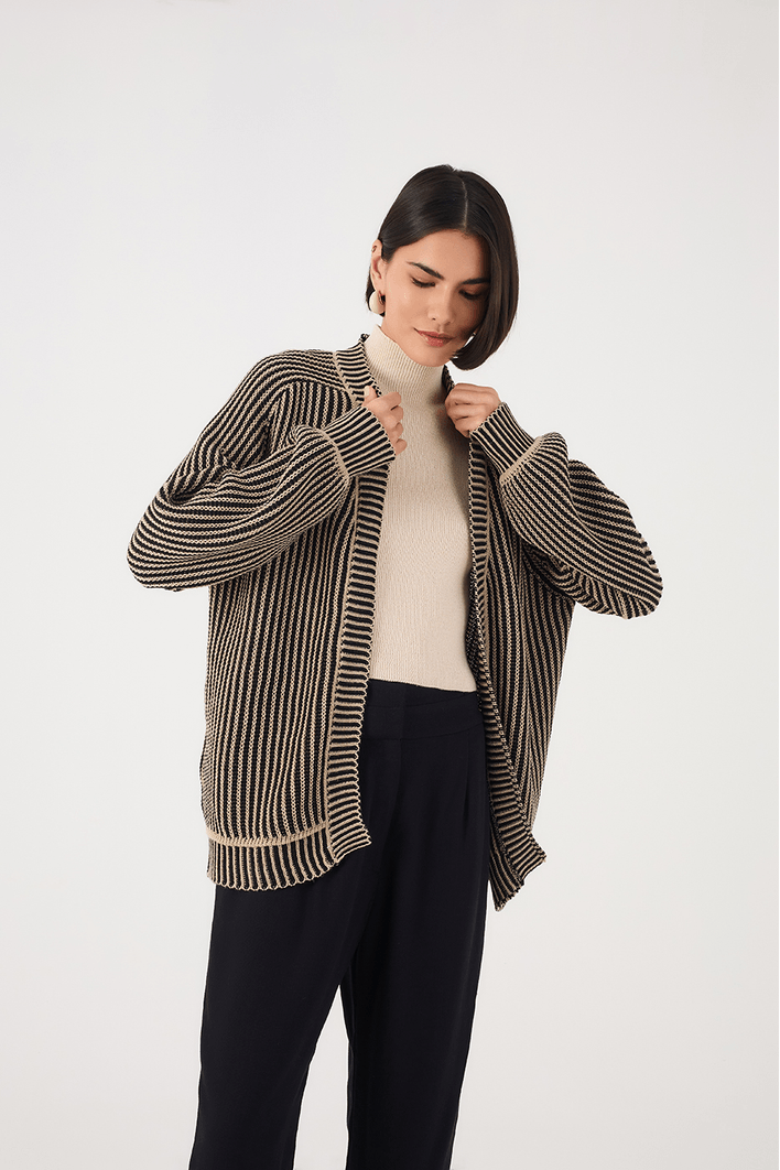 Casaco Tricot Bicolor