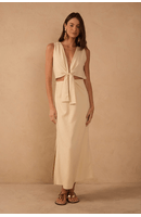 Vestido Cropped Linho Nó Frente