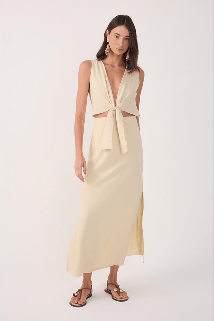 Vestido Cropped Linho Nó Frente