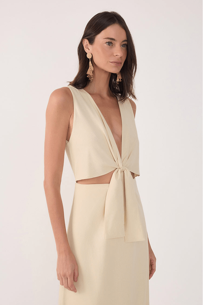 Vestido Cropped Linho Nó Frente