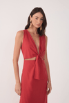 Vestido Cropped Linho Nó Frente