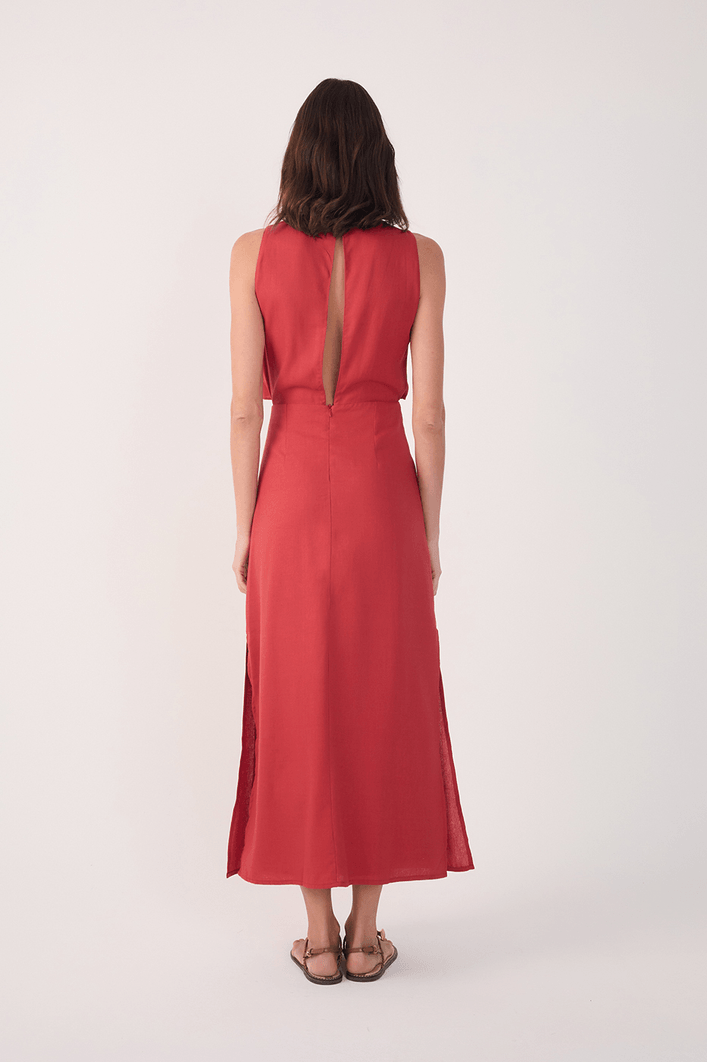 Vestido Cropped Linho Nó Frente