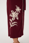 Saia Midi Linho Bordado Flores