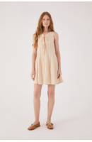 Vestido Curto Nervura Linho