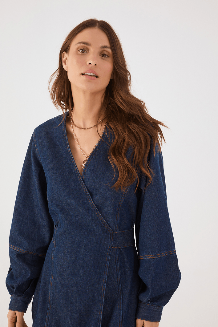 Vestido Jeans Manga