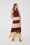 Vestido Cropped Crepe Bicolor