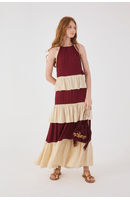 Vestido Cropped Crepe Bicolor