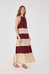 Vestido Cropped Crepe Bicolor