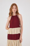 Vestido Cropped Crepe Bicolor