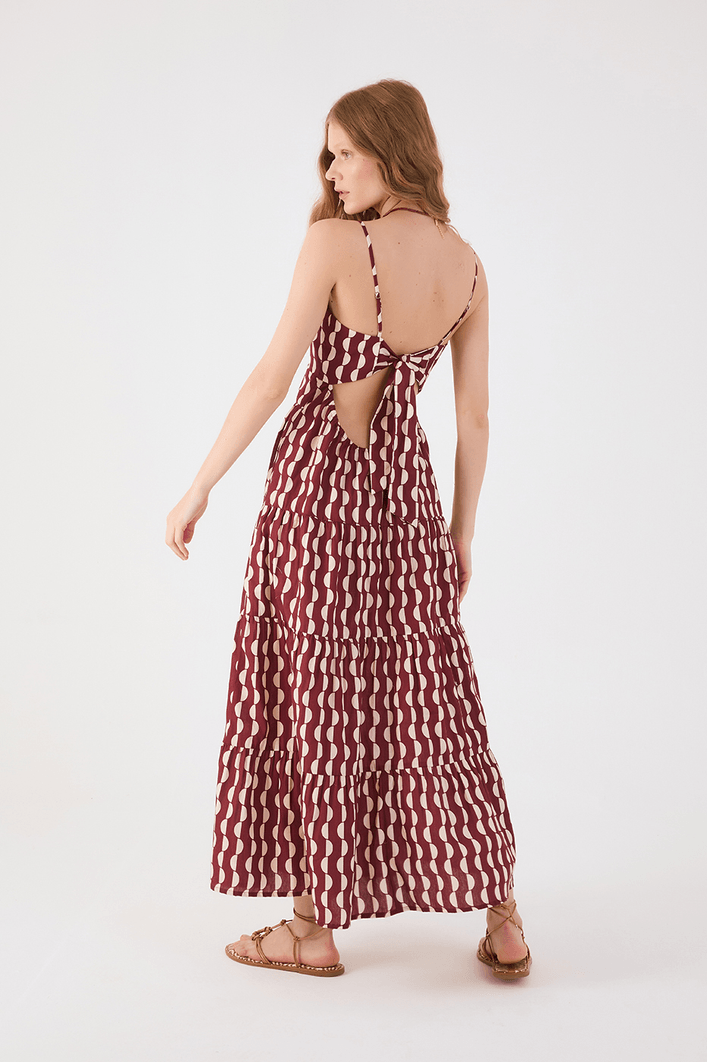 Vestido Midi Tricoline Estampa Copa