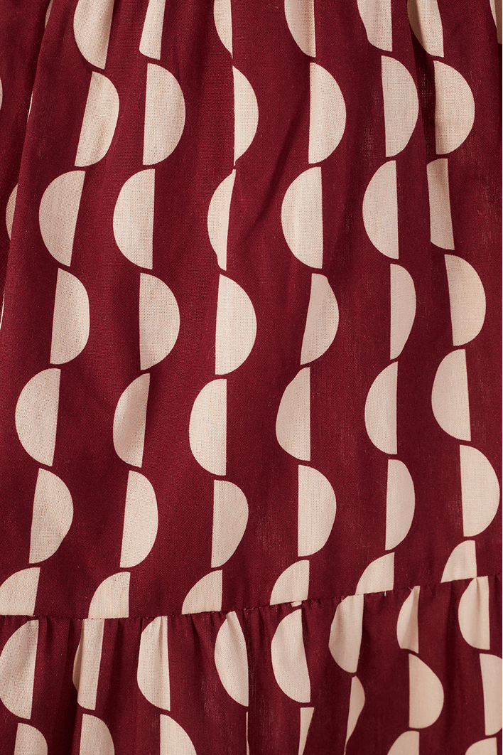 Vestido Midi Tricoline Estampa Copa