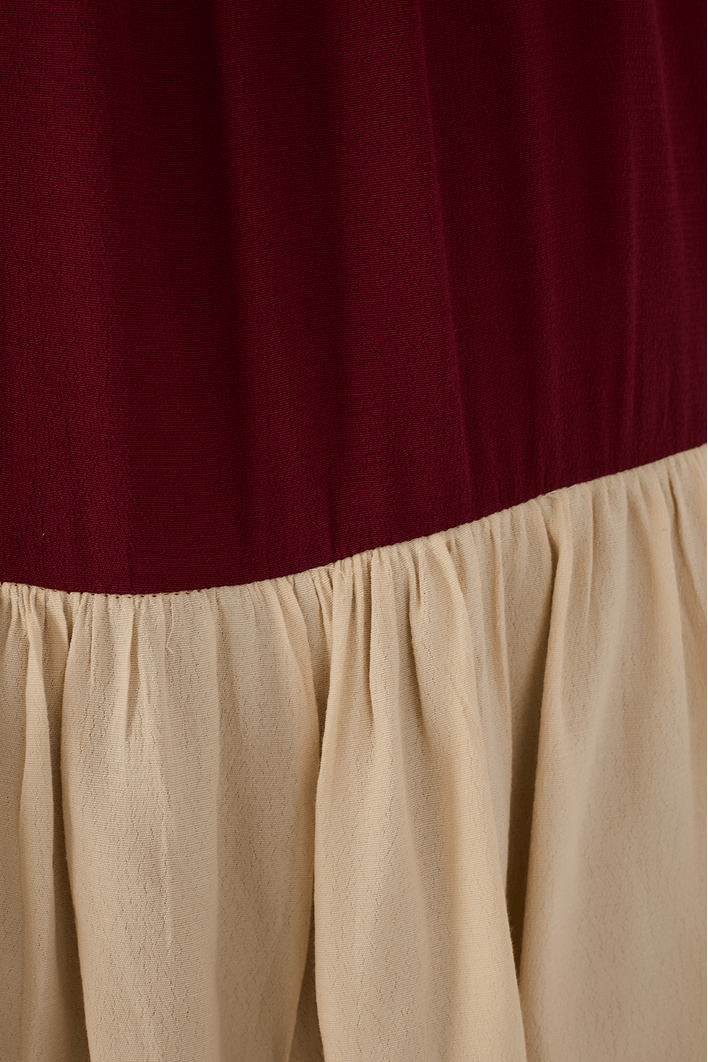 Vestido Cropped Crepe Bicolor