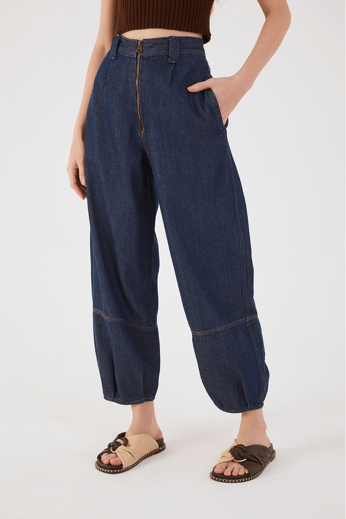 Calça Jeans Barrel Zíper