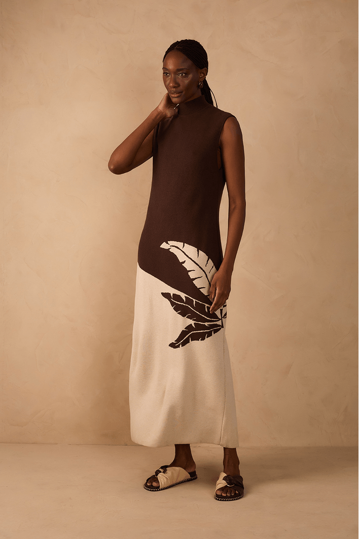 Vestido Tricot Detalhe Palma