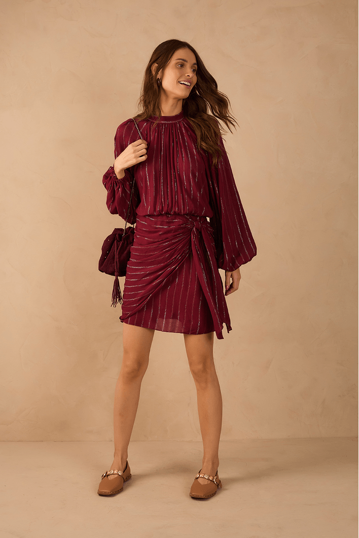 Vestido Curto Pareo Lurex