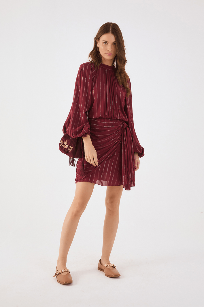 Vestido Curto Pareo Lurex