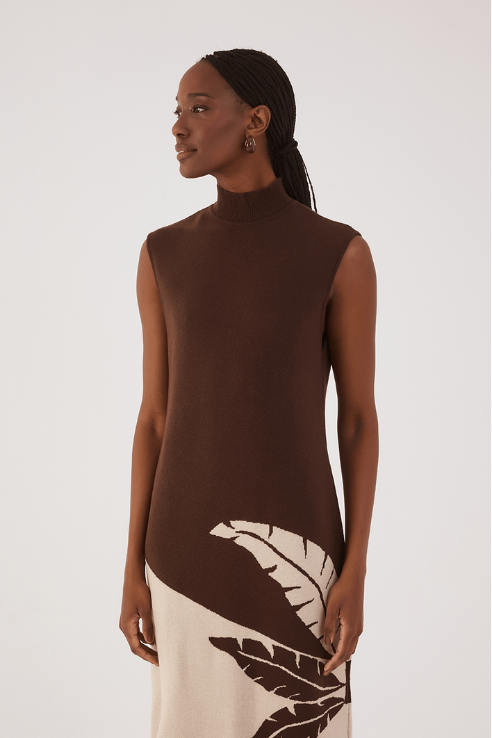 Vestido Tricot Detalhe Palma