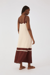 Vestido Midi Linho Alça Bolas