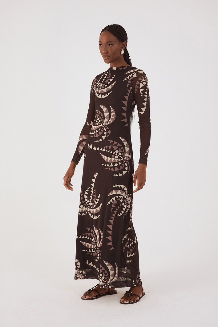 Vestido Cropped Tule Estampa Coqueiral