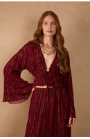 Blusa Boho Lurex Estampa Solar