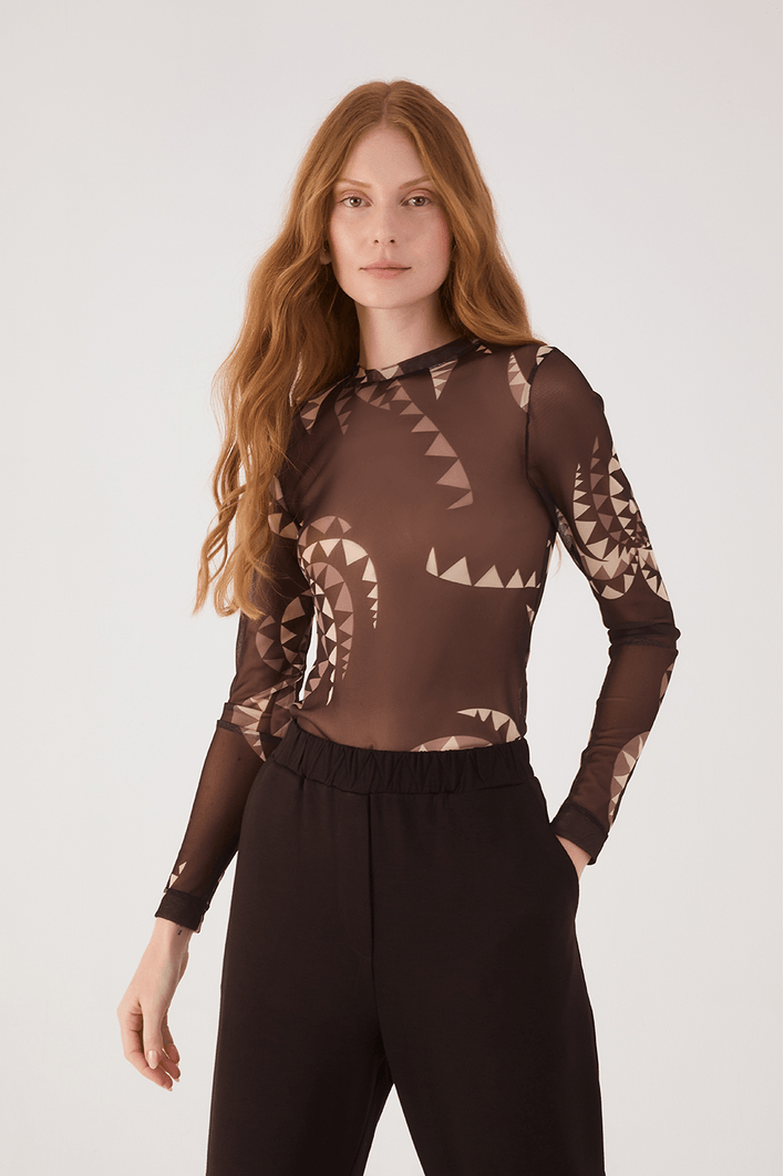 Blusa Tule Estampa Coqueiral