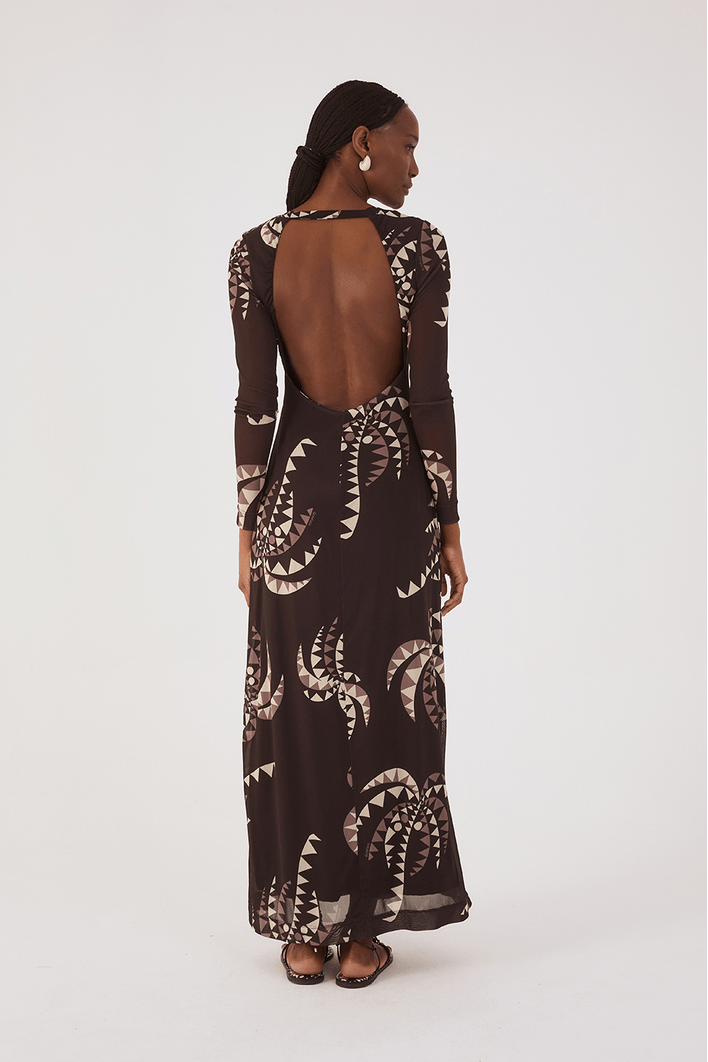 Vestido Cropped Tule Estampa Coqueiral