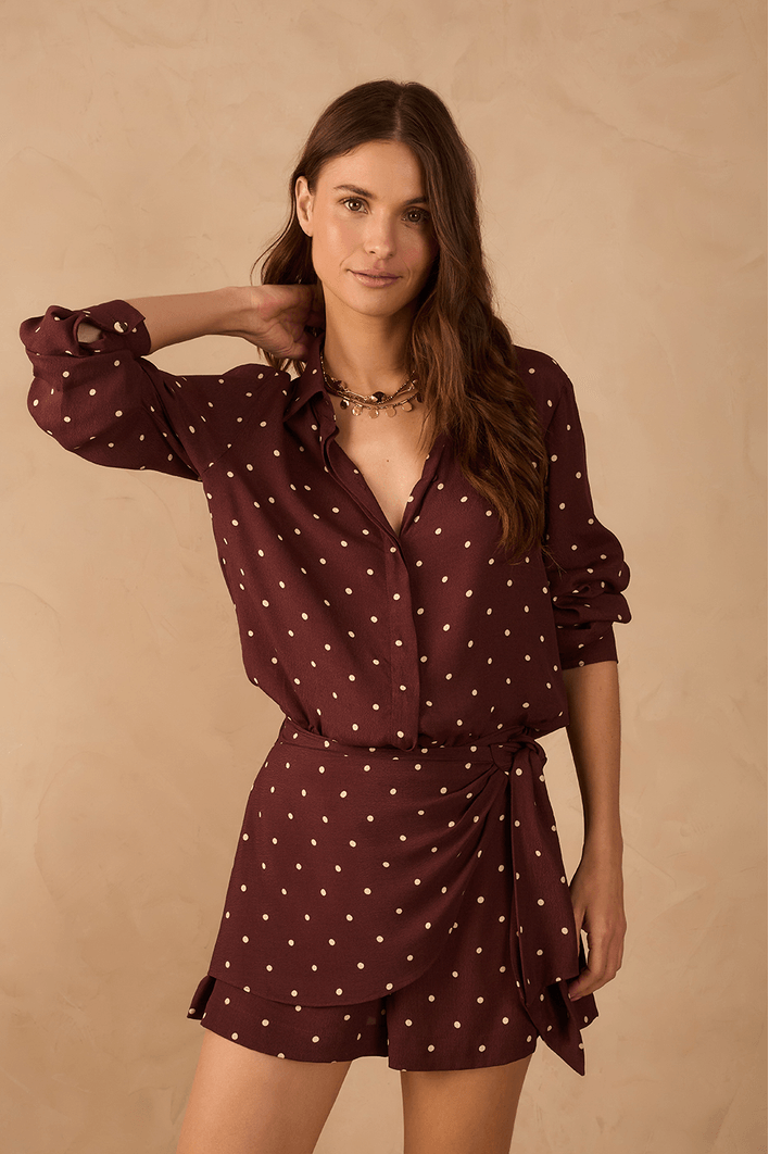 Camisa Crepe Estampa Noite