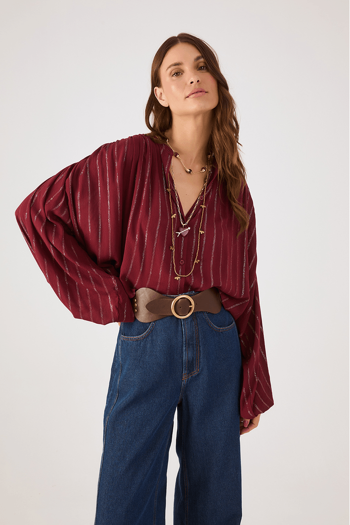 Blusa Lurex Cava Deslocada