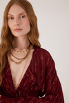 Blusa Boho Lurex Estampa Solar