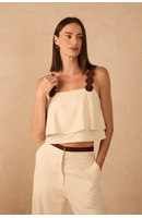 Blusa Linho Alça Bolas
