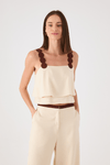 Blusa Linho Alça Bolas