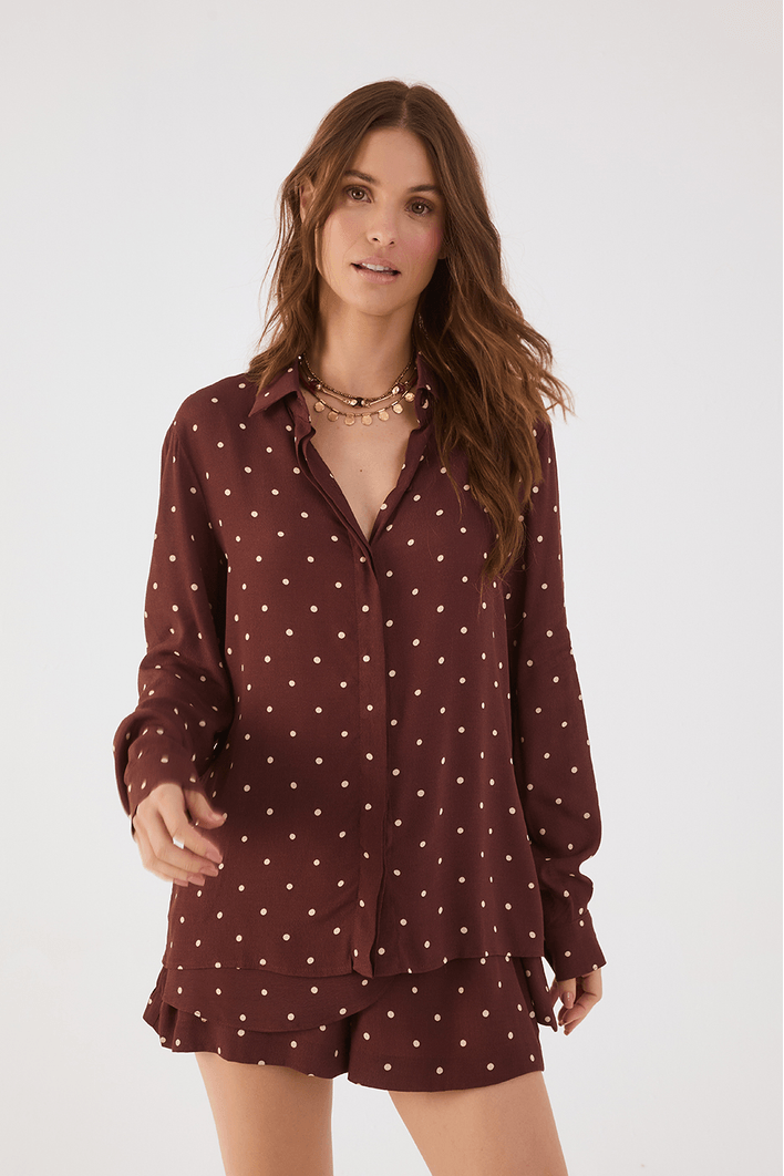 Camisa Crepe Estampa Noite