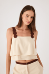 Blusa Linho Alça Bolas