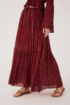 Saia Longa Boho Lurex Estampa Solar