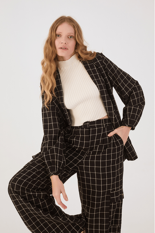 Blazer Linho Xadrez P/b