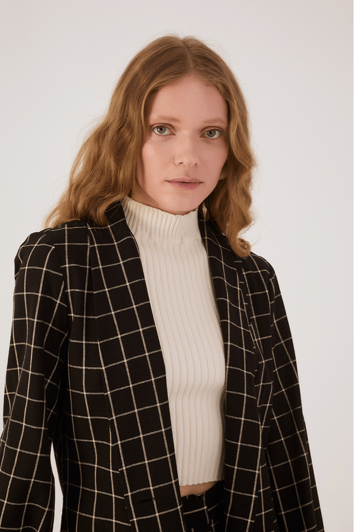 Blazer Linho Xadrez P/b