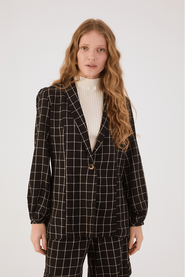 Blazer Linho Xadrez P/b
