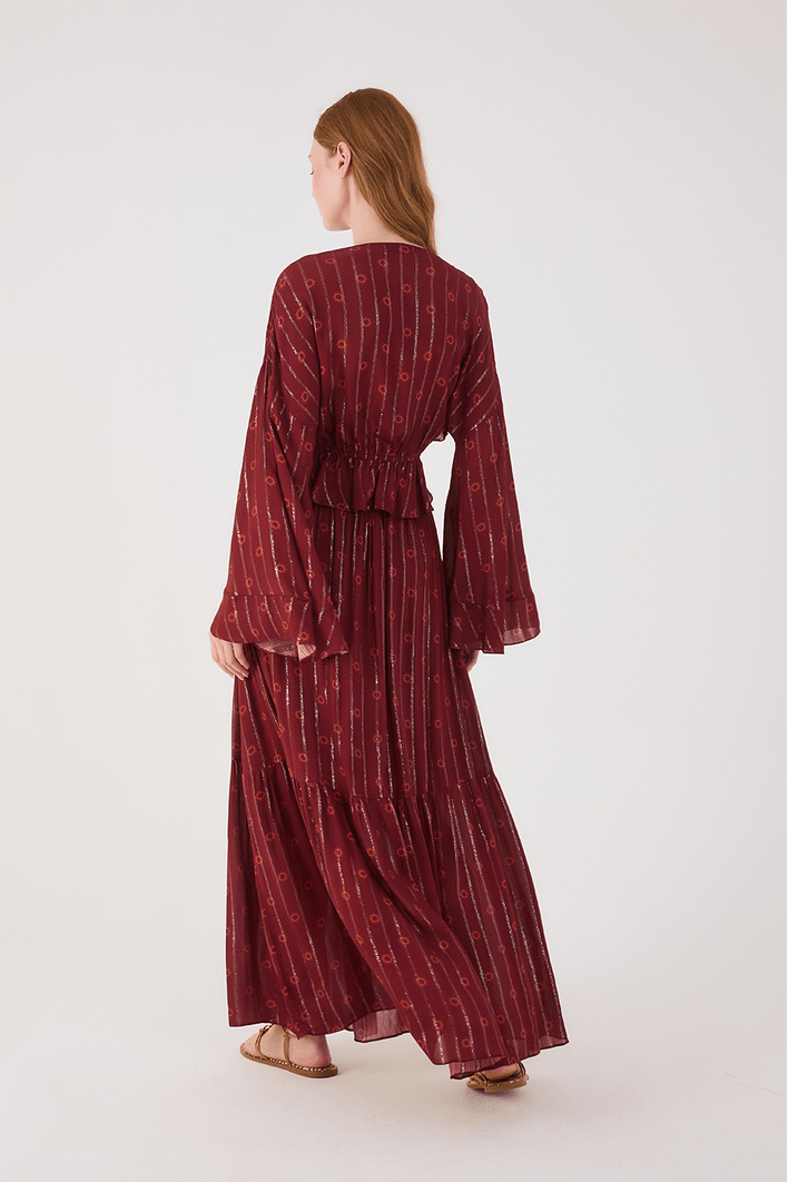 Saia Longa Boho Lurex Estampa Solar