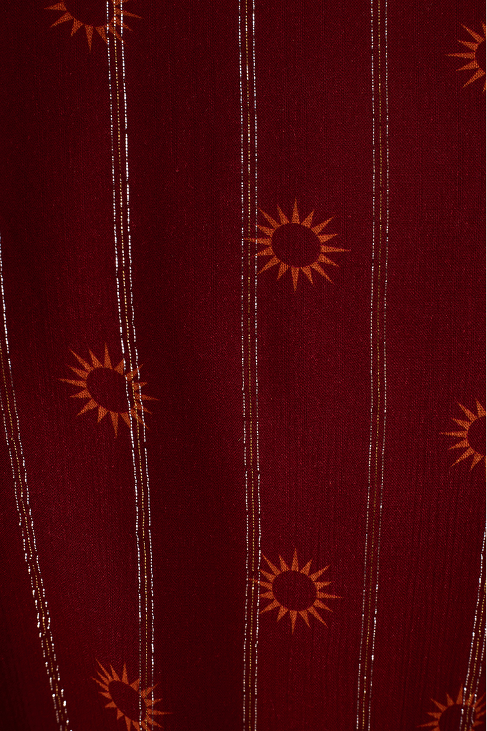 Saia Longa Boho Lurex Estampa Solar