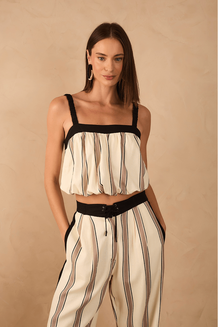 Blusa Bubble Linho Estampa Parque