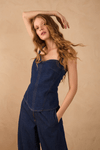 Blusa Jeans Decote Arredondado