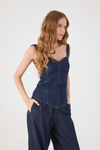 Blusa Jeans Decote Arredondado