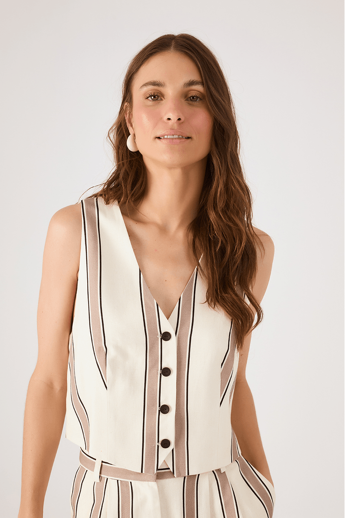 Colete Linho Estampa Parque