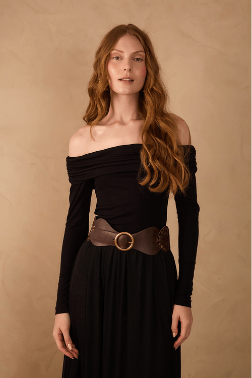 Blusa Malha Crepe Ombro A Ombro