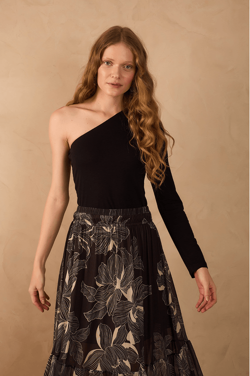 Blusa Malha Crepe Ombro Só