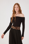 Blusa Malha Crepe Ombro A Ombro