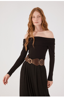 Blusa Malha Crepe Ombro A Ombro