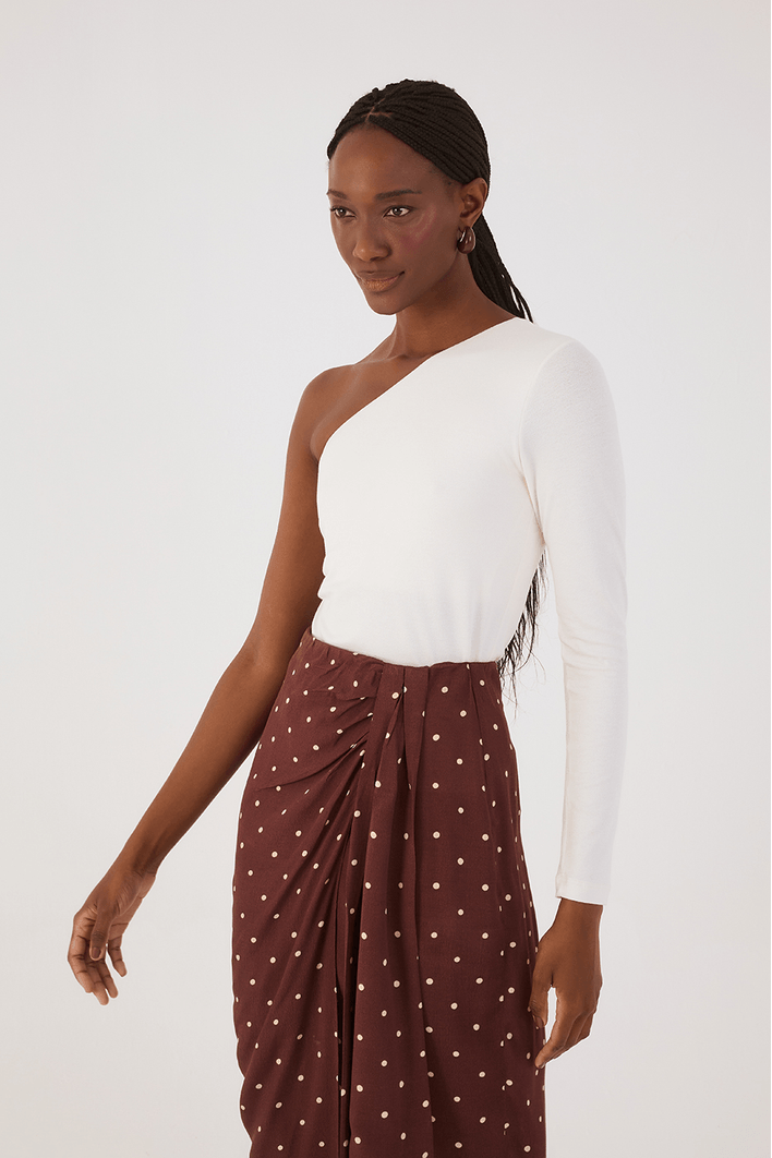 Blusa Malha Crepe Ombro Só