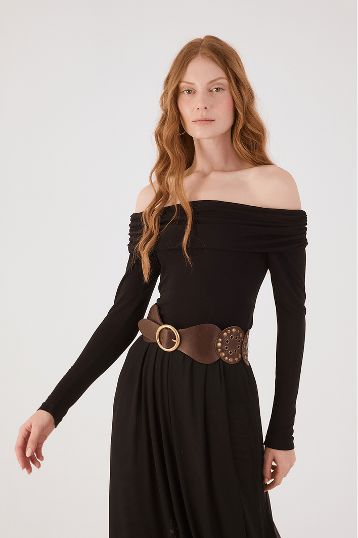 Blusa Malha Crepe Ombro A Ombro
